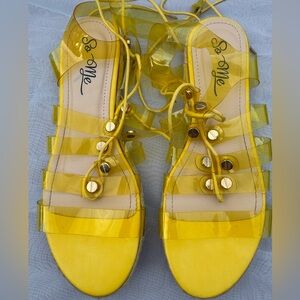 So Me Vibrant Yellow Strappy Sandals